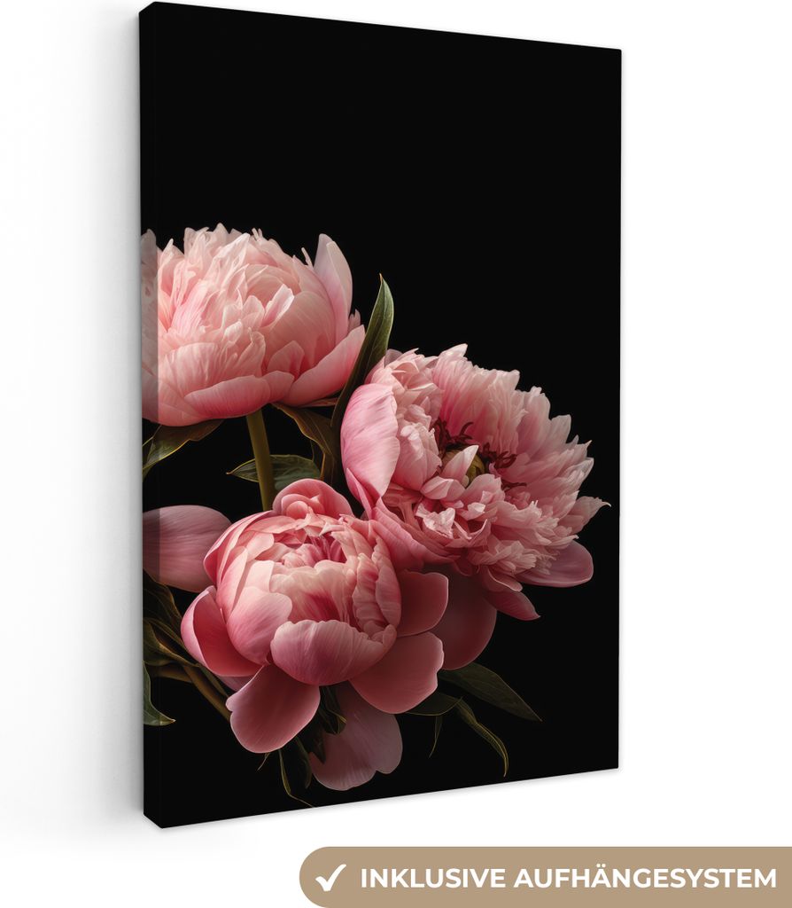 OneMillionCanvasses - Leinwandbilder - 90x140 cm, Blumen - Pfingstrose - Rosa - Botanisch - Natur, Wandbilder Kunstdruck Wanddekoration - Foto au...