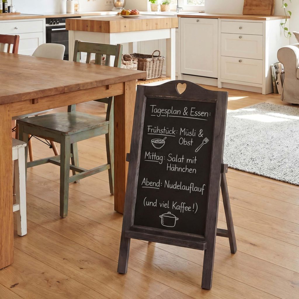 Werbetafel MCW-E51, Aufsteller Kreidetafel, 66x37x27cm Shabby-Look Vintage grau-braun