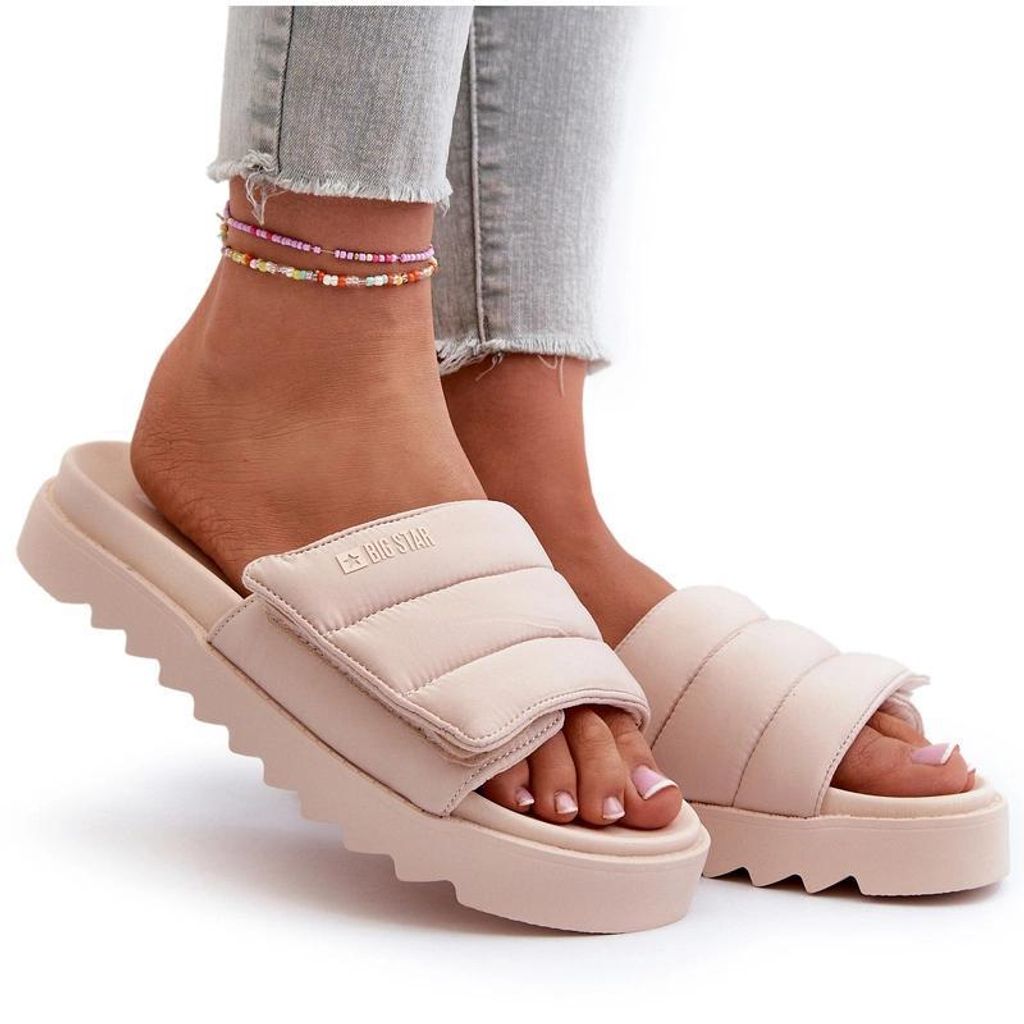 Damen Plateau Zehentrenner Big Star NN274773 Beige 36