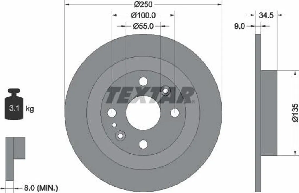 Disque frein TEXTAR B53026251A pour Mazda MX-5 MX-30 - 92061700