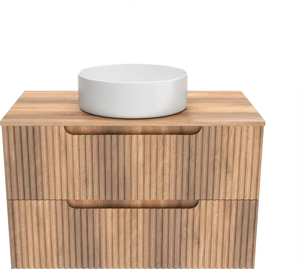 Aménagement Salle de Bain Meuble 80cm LEON Bois avec Vasque à Poser