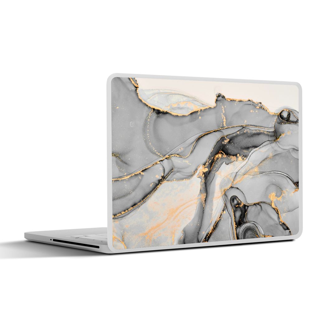 MuchoWow Laptop Aufkleber Sticker Cover Marmor - Gold - Grau 31x22.5 cm - Laptop-Deko