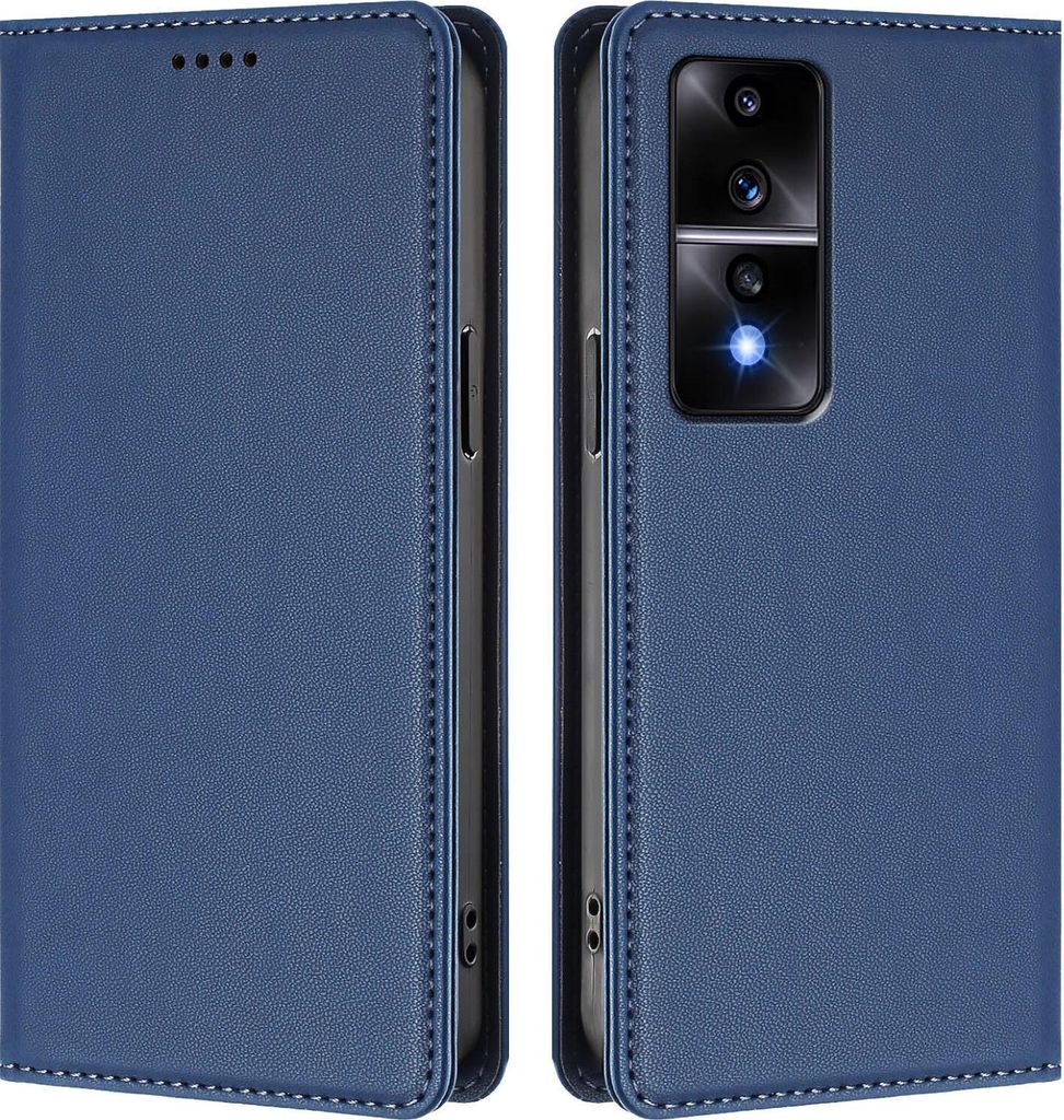 Handyhülle für Honor 80 GT, Kunstleder Klapphülle Stoßfeste Magnetische Hülle mit Ständer Dunkelblau