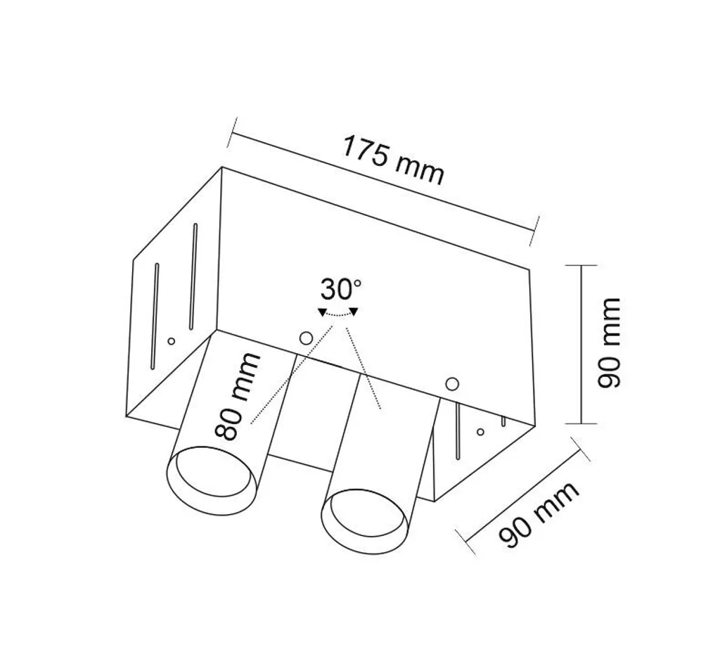Spot encastrable double rectangulaire noir avec tubes orientables - 3