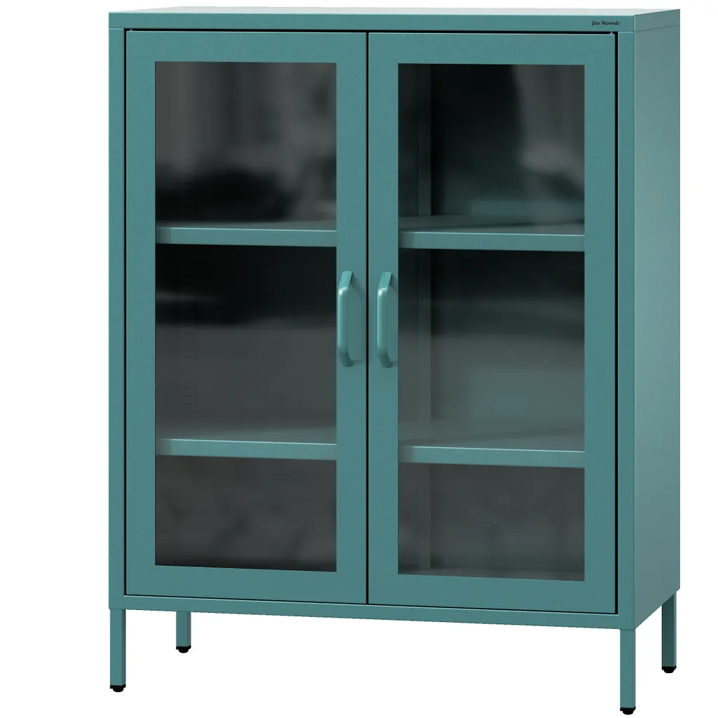 Jan Nowak Gina Petite Vitrine Métal avec 2 Portes en Verre Vert de Mer