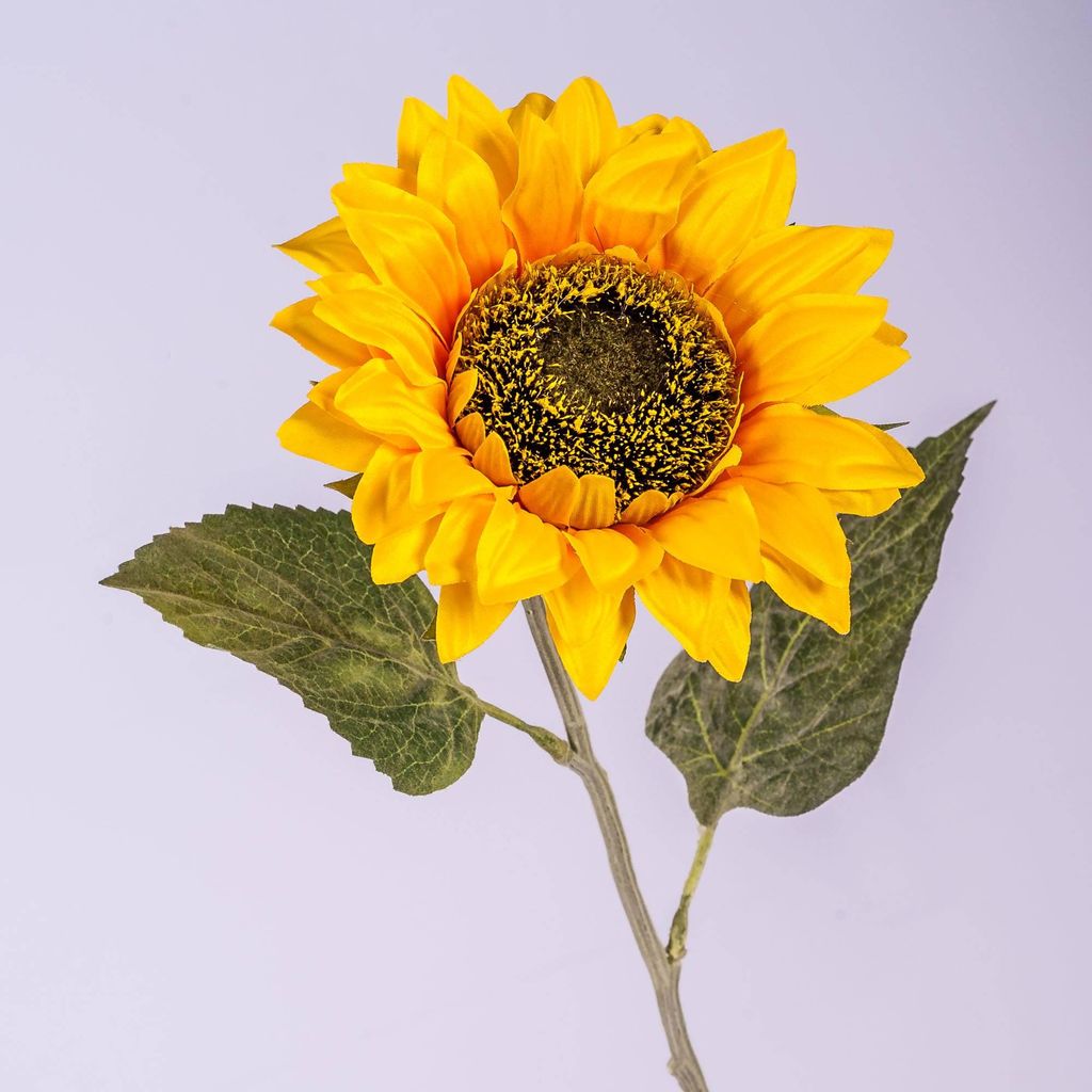 artplants.de Künstliche Sonnenblume, gelb - orange, Ø 13cm, 63cm - Deko Blumen - gelbe Kunstblume