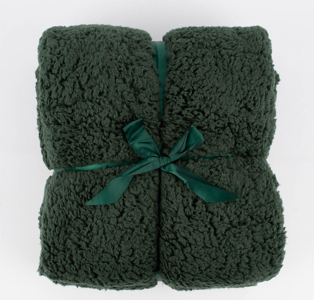 Mikrofaserdecke Kuscheldecke TEDDY dunkelgrün 150x200cm
