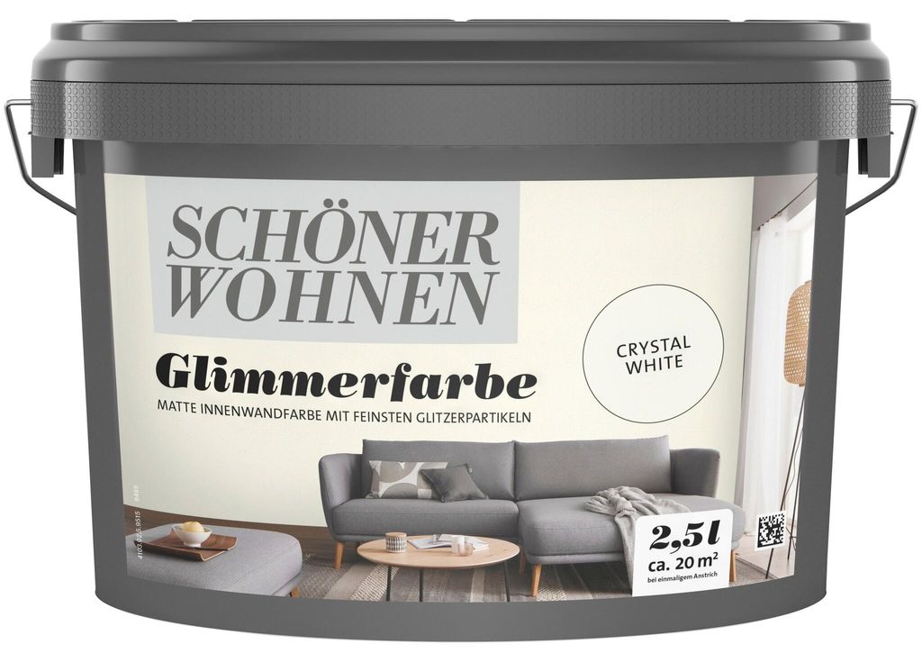 Schöner Wohnen Glimmerfarbe Crystal White Glitzer 2,5 Liter Produktbild 