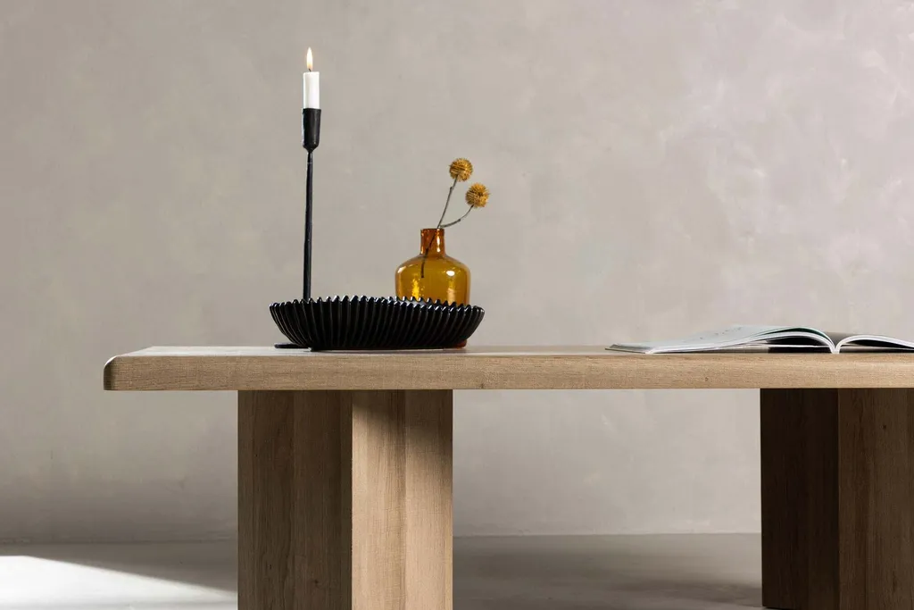 Table basse Lillehammer Oak Beige - Grande table robuste 80x140x40 cm