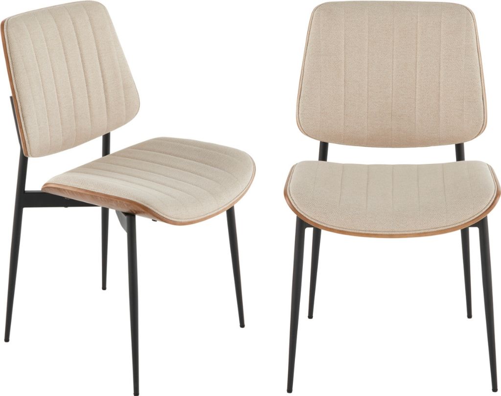 Set mit 2 Stühlen aus beigem Steppstoff H82,5 cm - GISELLE