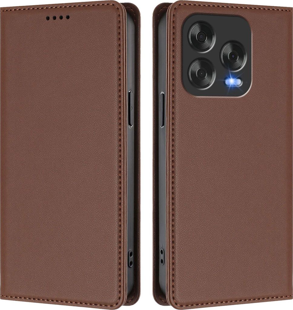Handyhülle für ZTE Blade V70 Vita/Blade V70 Design/nubia V70 Design, Kunstleder Klapphülle Stoßfeste Magnetische Hülle mit Ständer Braun