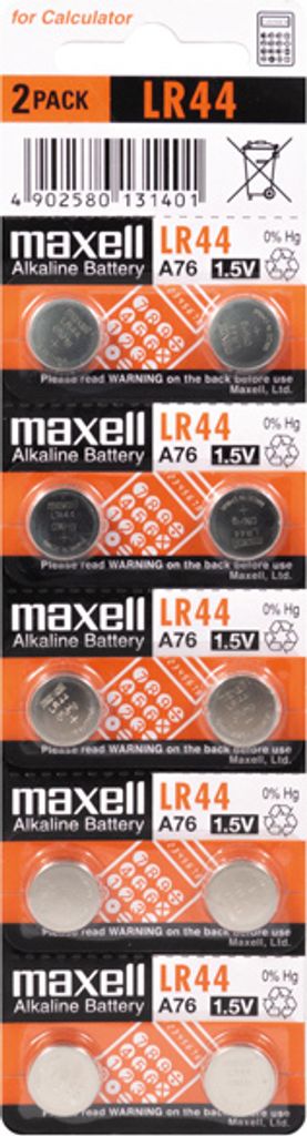 Piles alcalines Maxell LR44 / 1,5V, 10 pcs. Image du produit 