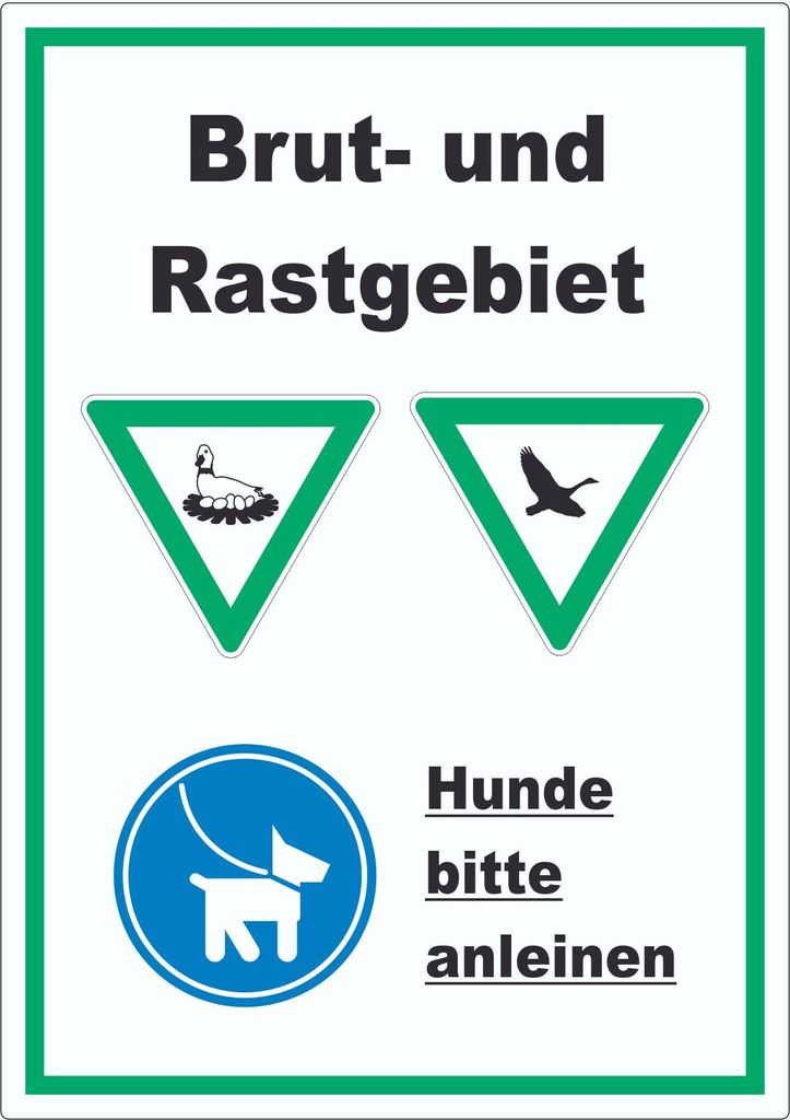 Brut- und Rastgebiet Hund anleinen hochkant Aufkleber A1 (594x841mm)