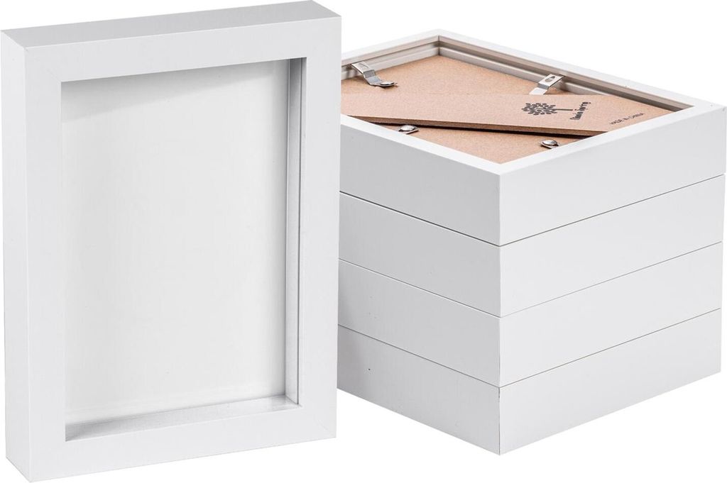 5x weiß 5 "x 7" 3D Box Bilderrahmen - stehendes hängendes Handwerk Schattenbildanzeige - von Nicola Spring