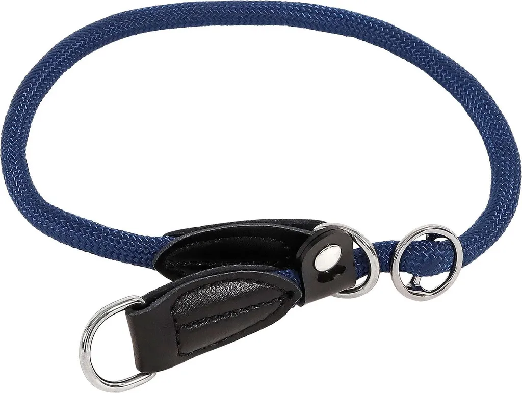 collare lionto pull-stop, regolabile e leggero, collare per cani da riporto in nylon con anello di arresto, lunghezza 30 cm, diametro 0,8 cm, blu