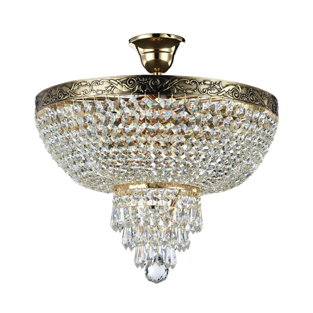 Luminaire Plafonnier en Métal Or Vieilli - Douille E27 et Finition Vintage