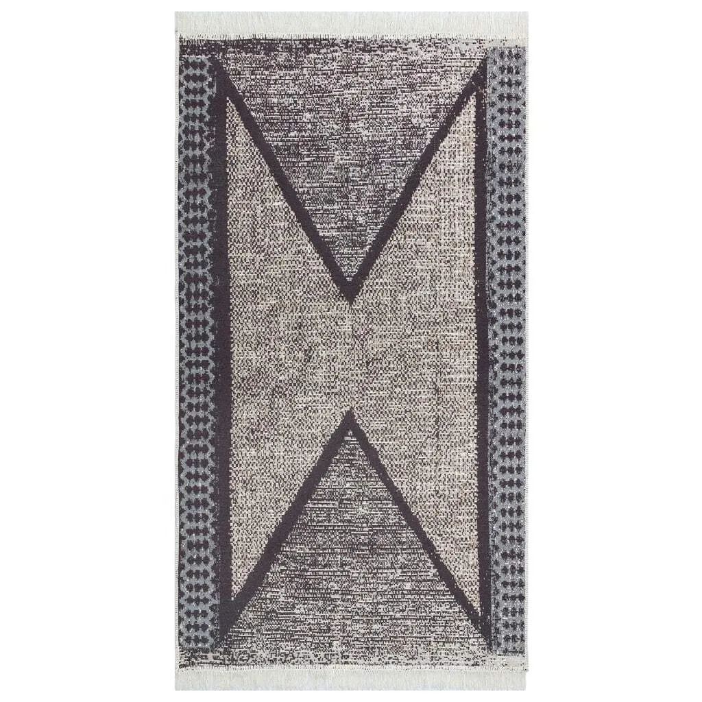 Tapis de sol en coton 120x180 cm noir et gris - Décoration vidaXL