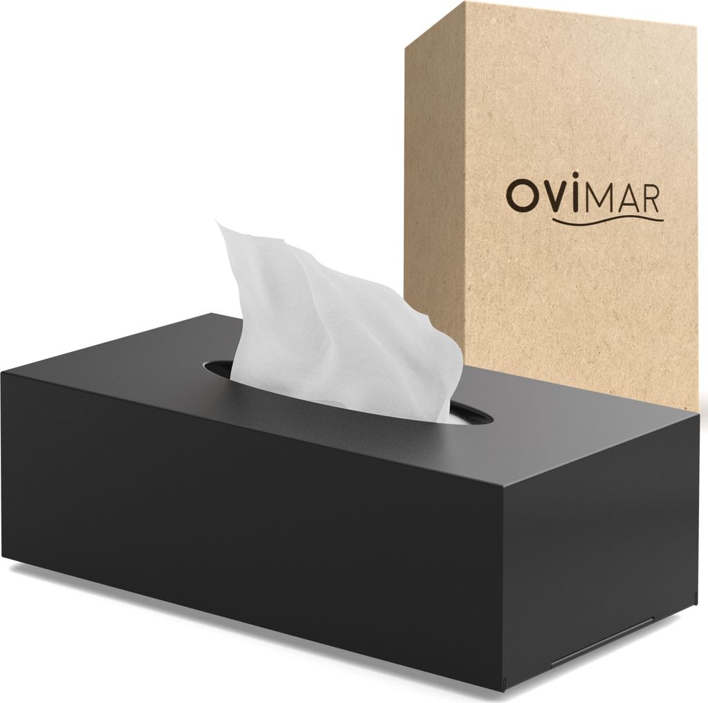 ovimar Kosmetiktücher Box Gronnoya | aus edlem Edelstahl | schwarz matt | Taschentuchspender, Papierhandtuchspender oder Kosmetiktuchspender für ...