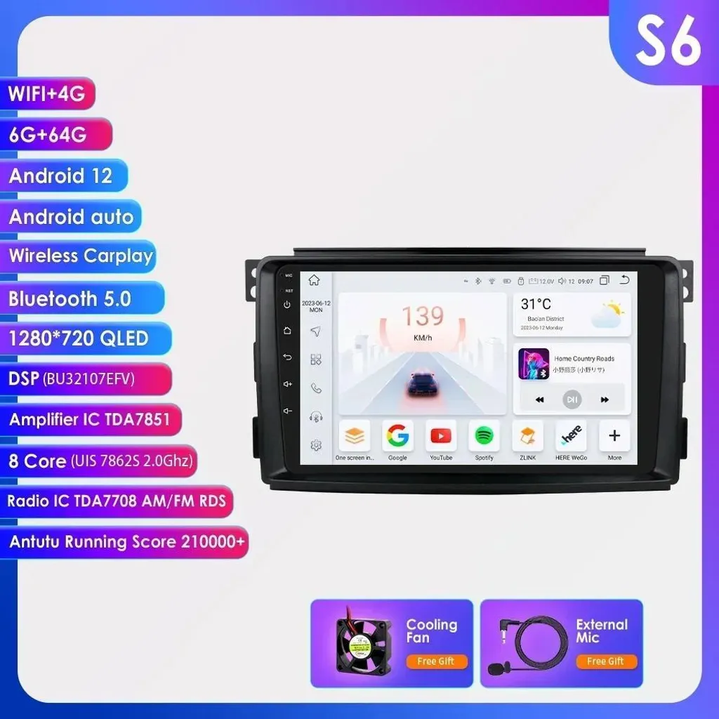 Poste Multimédia GPS Android 13 Écran 9" pour Berline S6 2005 à 2010 - 2