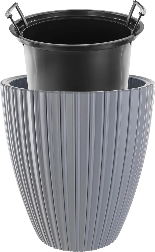 Cache-pot 30cm Gris KADAX : évitez les fuites avec l'insert intégré - 5