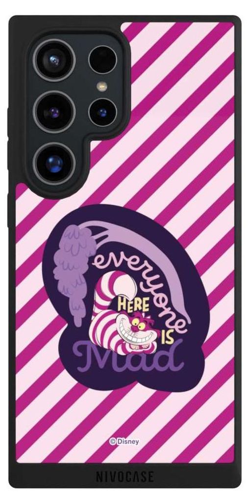 NIVOCASE Handyhülle für Samsung Galaxy S24 Ultra Hülle NIVOpure Case Schwarz Alice im Wunderland Disney Grinsekatze