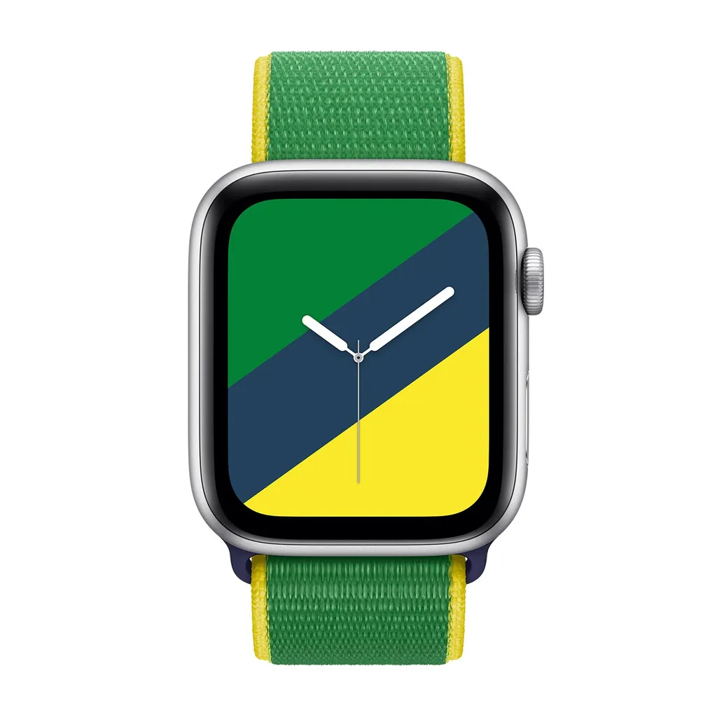 Bracelet Apple Watch 45mm Nylon Tissé Sport Loop Réglable Brésil Mix