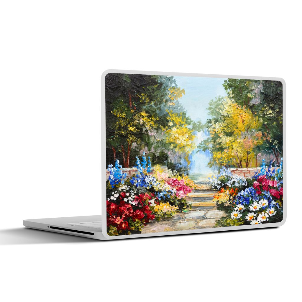 MuchoWow Laptop Aufkleber Sticker Cover Malerei - Blumen - Natur - Ölfarbe 30x22 cm - Laptop-Sticker