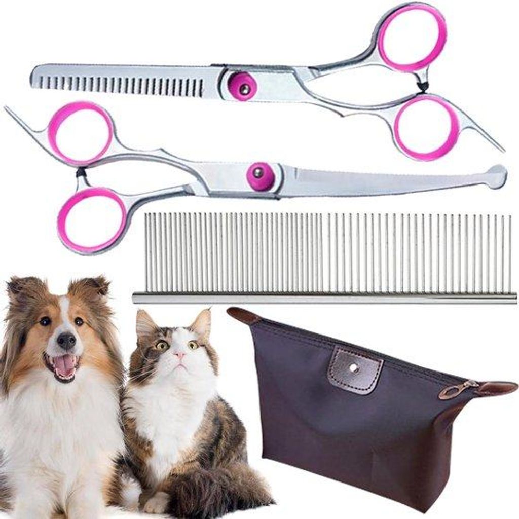 Professionelle Schereninlays mit Sicherheitsrundungen - Kurzschereinset für Haarpflege - Effileurschaar mit Bogen für Haustierpflege