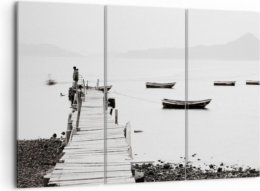 Bild auf Leinwand - Leinwandbild - Fußgängerbrücke See hongkong - 105x70cm - Wand Bild - Wanddeko - Leinwanddruck - Bilder - Kunstdruck - Wandde...