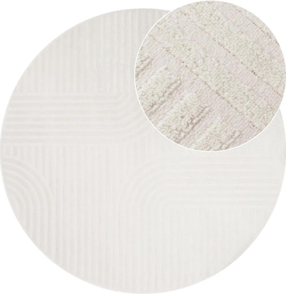 Tapis Blanc Rond 100cm Design HYGGE Soft Touch pour Décoration Moderne - 2