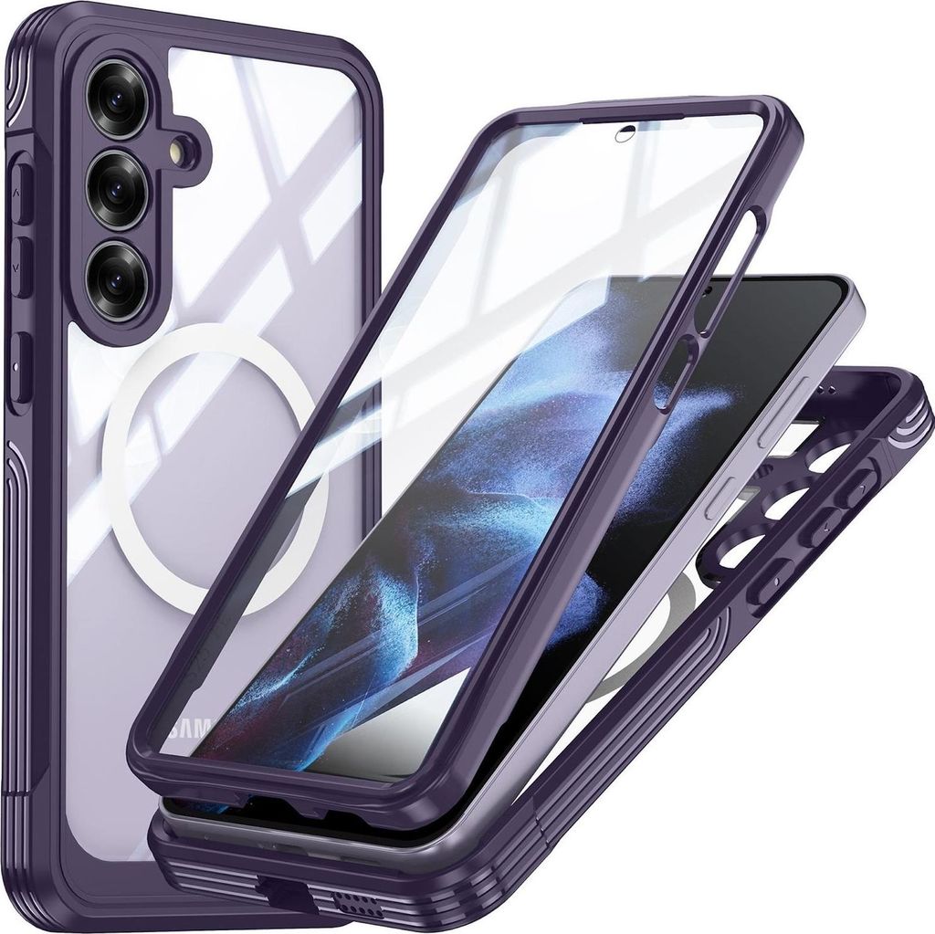 MagSafe Hülle für Samsung Galaxy S25 FE 5G Full Body Hybrid Tasche Bumper Lila