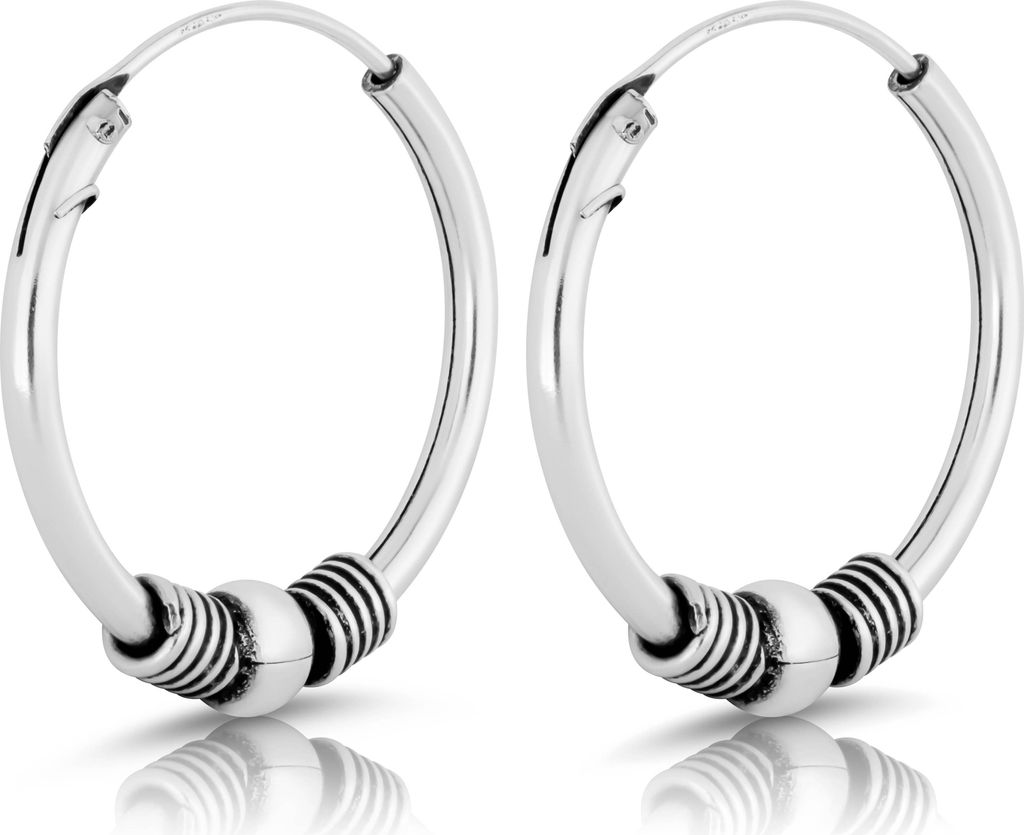 Paar Ø 20mm Kugel Bali Creolen Keltisch 1,6mm 925 Sterling Silber Gothic 4382