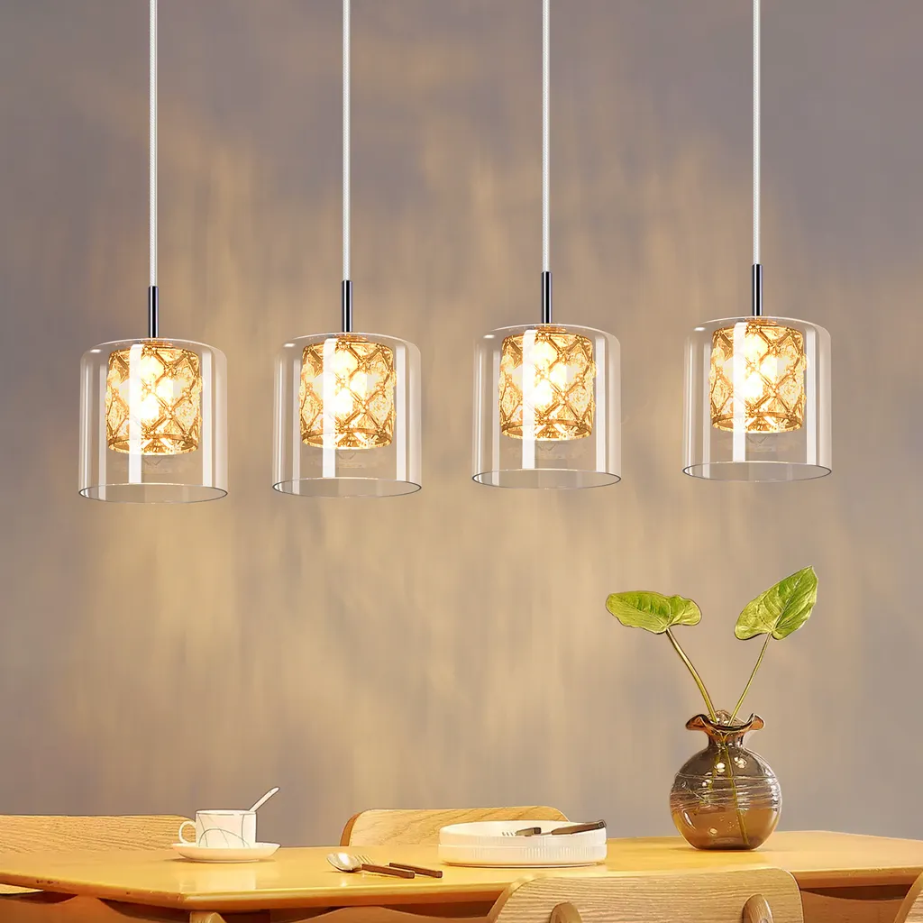 Lampada Moderna ZMH 4 Fiamme | Sospensione Vetro Regolabile 120CM