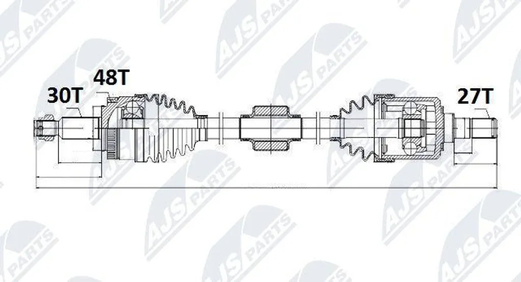 Arbre d'entraînement NTY NPW-KA-327 OE 495012Y101 pour iX35 et Sportage