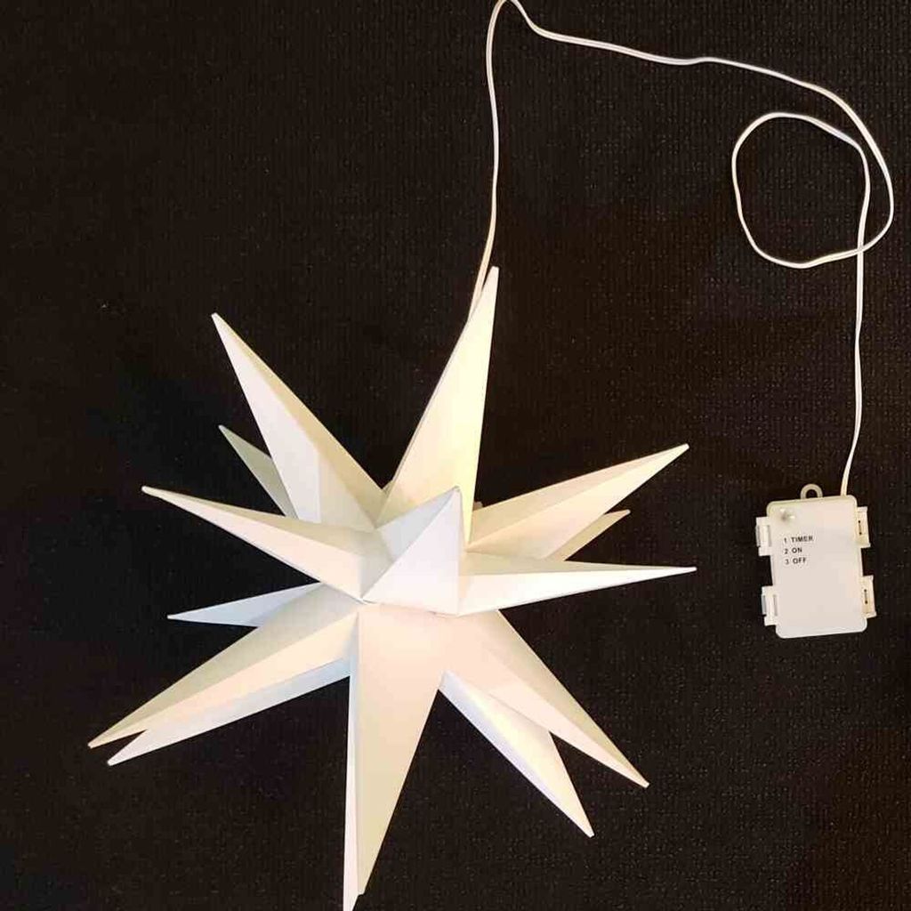 LED Stern Kunststoff weiß Ø 35 cm 1 LED warmweiß, Timer Produktbild 