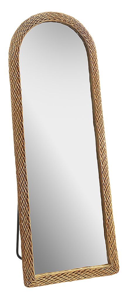 Kobolo Spiegel Standspiegel - LIAM - mit Rahmen aus geflochtene Weide - natur - Ganzkörperspiegel groß modern Wohnzimmer Ankleidezimmer Bodenstehend
