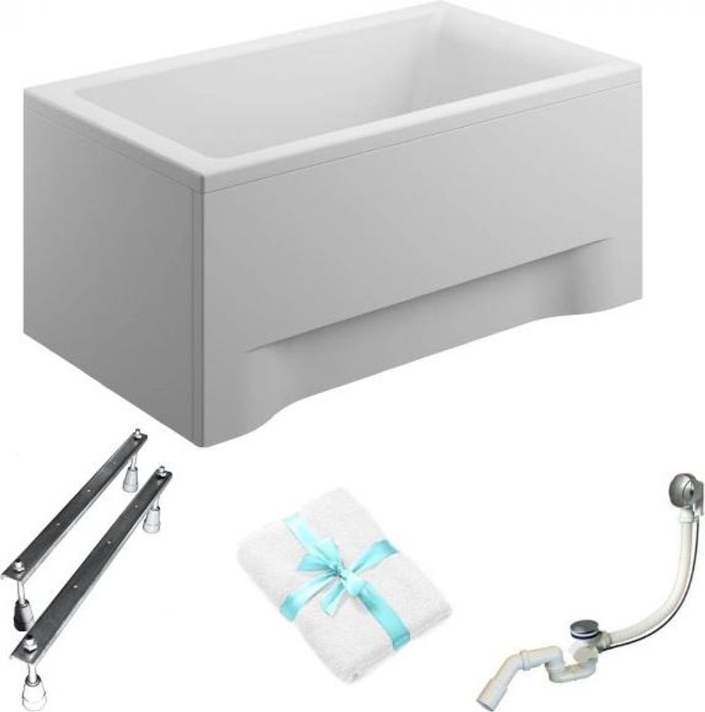 Aqua For You | Polimat Badewanne Capri - 100x70cm - Weiße Verkleidung - Syphon Inkludiert - Acryl