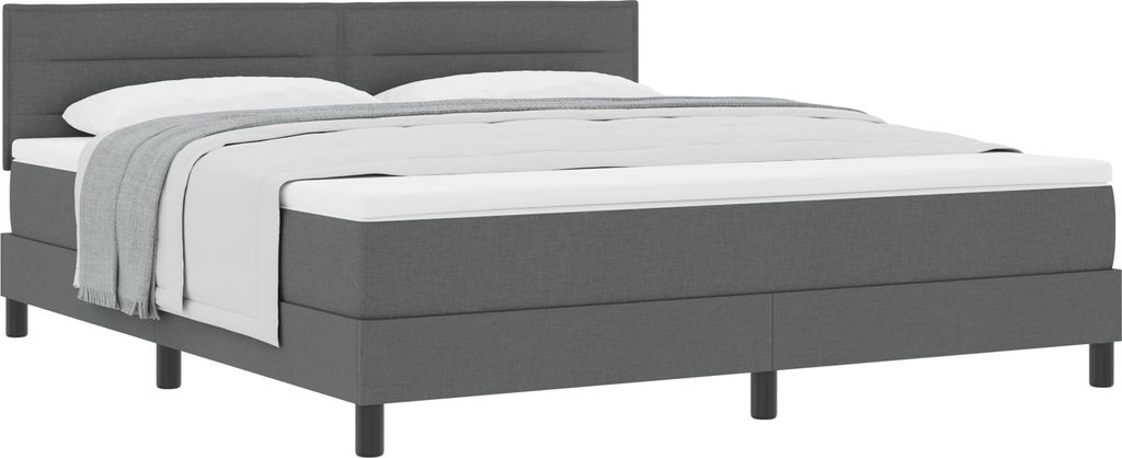 "2025"cloris Bettrahmen, Boxspringbett mit Matratze Dunkelgrau 180x200 cm Stoff - Klassische Betten CHY17582