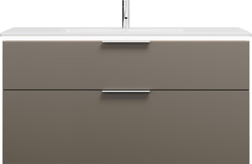 burgbad Eqio Slim Keramik-Waschtisch inklusive Waschtischunterschrank mit LED-Beleuchtung, 1220x490x640mm, SHBU122F2010C0001G0146