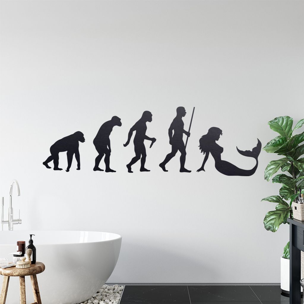 Meerjungfrau Evolution Wandtattoo Wandaufkleber Wall Sticker - Dekoration, Küche, Wohnzimmer, Schlafzimmer, Badezimmer