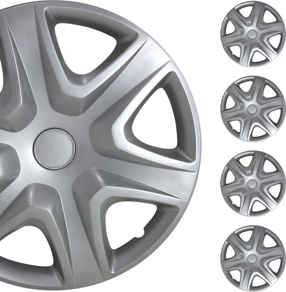 4x Radkappen Radzierblenden Radblenden für Auto 16" Zoll Radkappensatz Silber