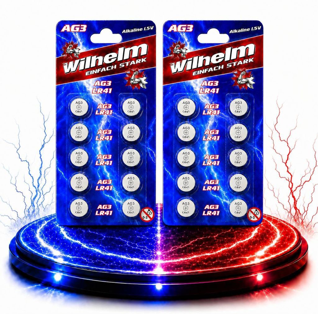 20 x Wilhelm AG3 Knopfzellen Knopfbatterien Uhrenbatterien Produktbild 