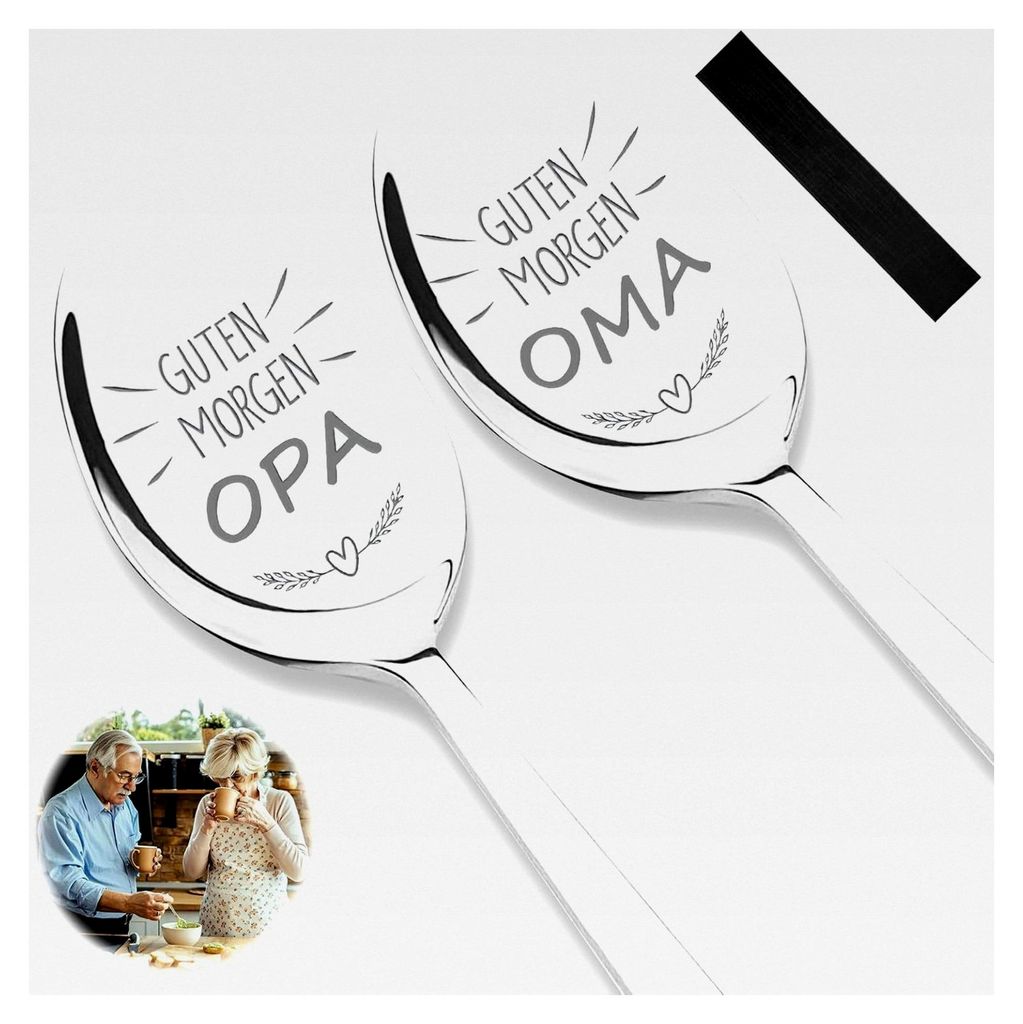 Geschenk für Oma und Opa, 2 Kaffeelöffel mit Gravur für die beste Oma und den besten Opa zum Geburtstag und zu Weihnachten