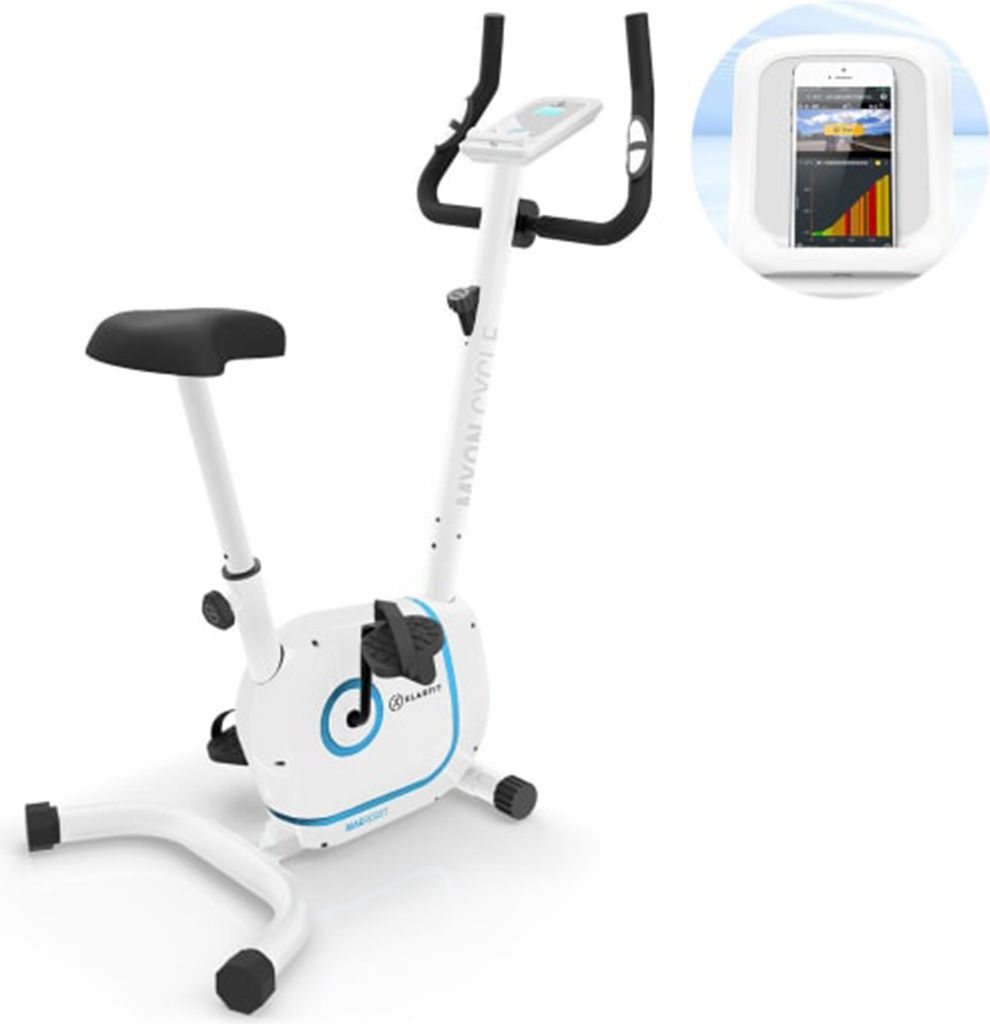 Klarfit Myon Cycle Heimtrainer Fahrrad - Ergometer mit 12 kg Schwungmasse, Hometrainer mit Pulsmesser, 8-stufiger Widerstand, Rahmenantrieb mit Sil...