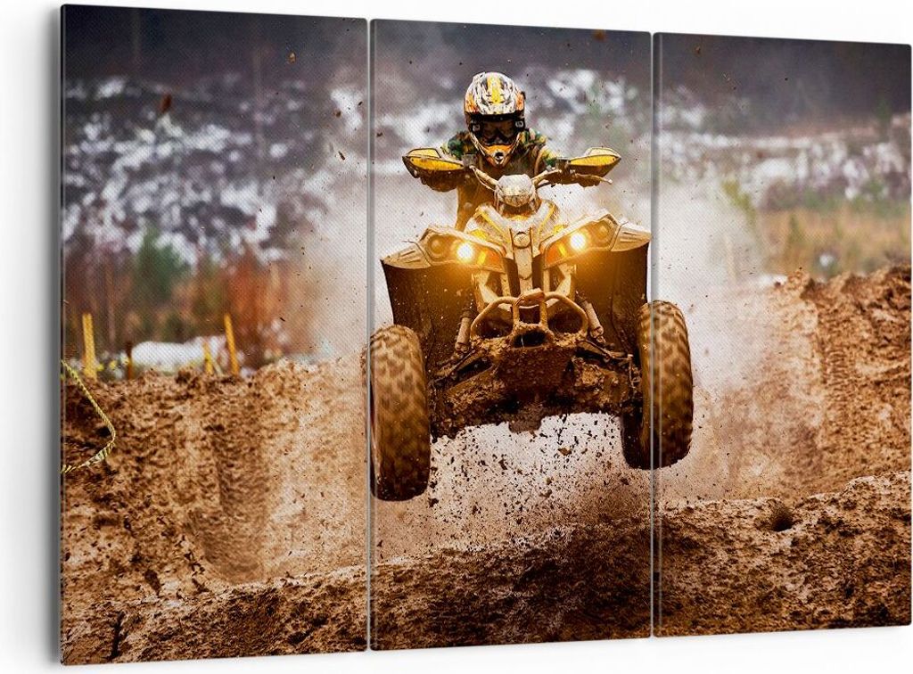 Bild auf Leinwand - Leinwandbild - Schlamm Schmutz Dakar Aktion - 165x110cm - Wand Bild - Wanddeko - Leinwanddruck - Bilder - Kunstdruck - Wanddeko...