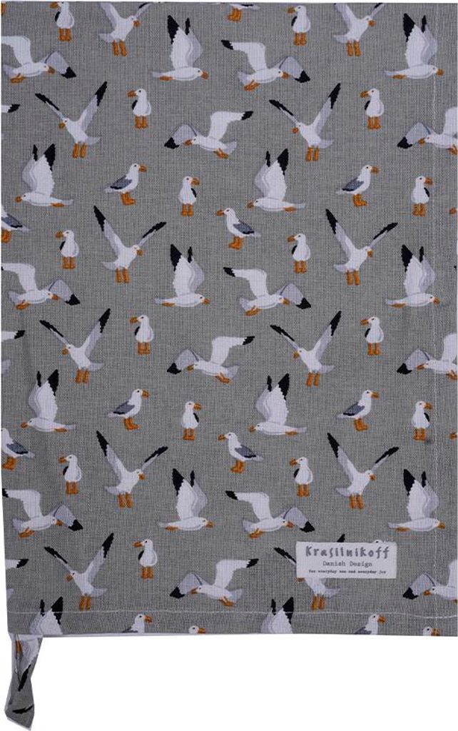 Krasilnikoff – Geschirrtuch KW13400 – Seagulls, grey / Möwen, grau