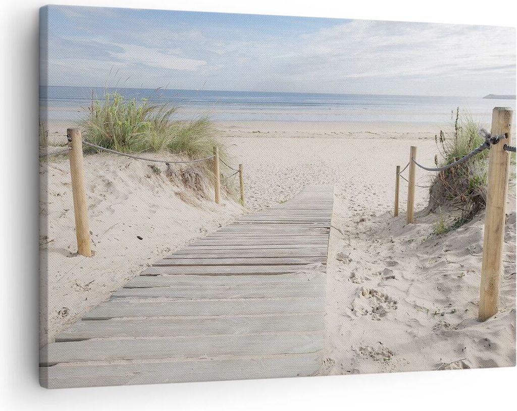 Bild auf Leinwand - Leinwandbild - Einteilig - Strand Düne Eintritt - 70x50cm - Wand Bild - Wanddeko - Wandbilder - Leinwanddruck - Bilder - Wandd...