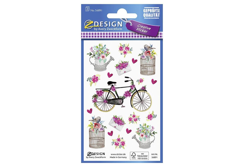 AVERY Zweckform ZDesign Sticker CREATIVE "Blumensträuße" 2 Blatt à 19 Etiketten