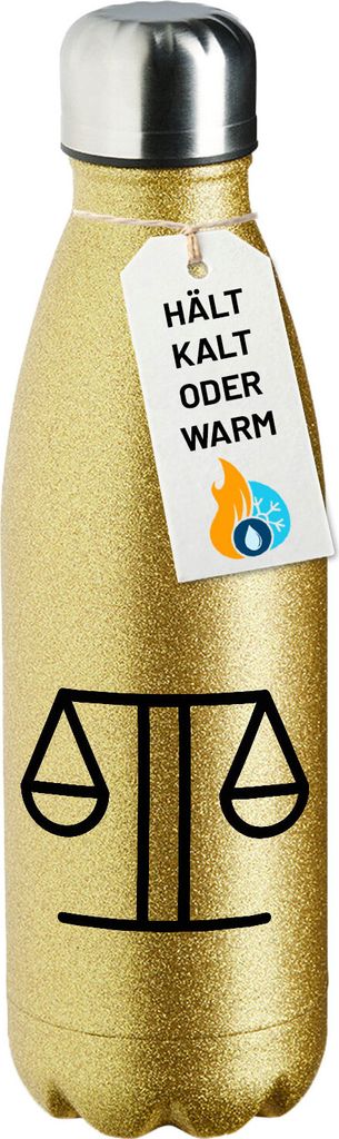 Huuraa Trinkflasche Waage Sternzeichen Symbol 500ml Gold Edelstahl Wasserflasche Trinkflasche Geschenkidee