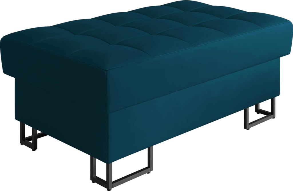 MIRJAN24 Polsterhocker Laris, Metallfüße in der Farbe Schwarz, Wellenfeder, Gepolsterter Hocker (Farbe: Venus Velvet 2911)